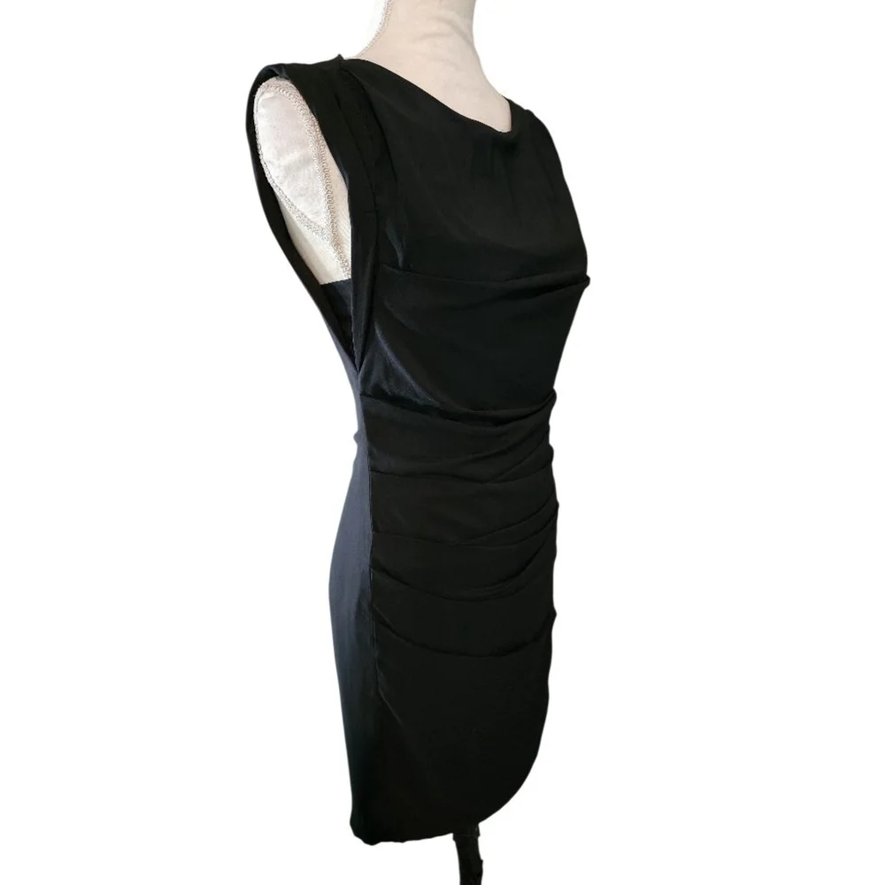 Express Black Sleeveless Ruched Cocktail Dress Size 0 LBD Full Back Zipper